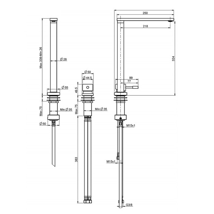 Fima Carlo Frattini Смеситель для кухни выдвижной, с управлением на панели, Kitchen Ghost, F7037CR цвет: хром