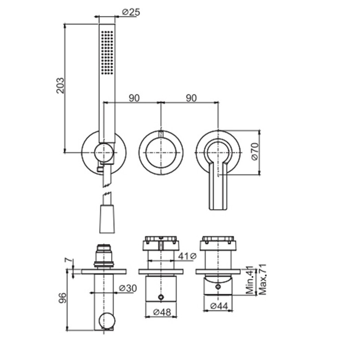 Fima Carlo Frattini Смеситель для душа, встраиваемый, на 2 источника с ручным душем, Mast, F3149WX8OR цвет: золото