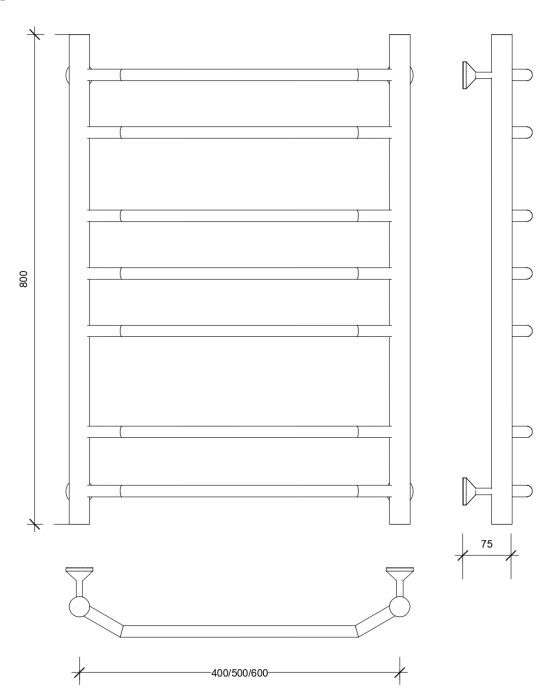 Полотенцесушитель водяной 80x40 Агата 2 (черный) Secado арт. 4673739223338