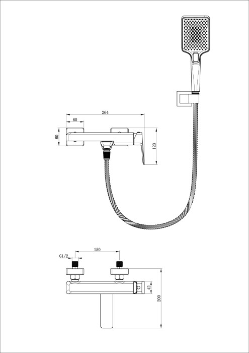 Смеситель для ванны с душем, Wonzon & Woghand Diamond, WW-88639011-BN цвет: никель
