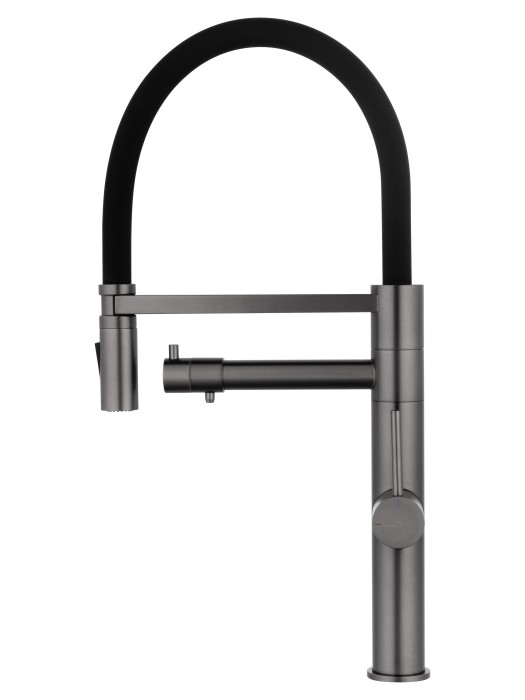 Смеситель для кухни с гибким изливом и подключением фильтра, Wonzon & Woghand, WW-88458007-BGM цвет: графит