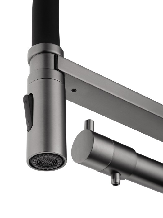 Смеситель для кухни с гибким изливом и подключением фильтра, Wonzon & Woghand, WW-88458007-BGM цвет: графит