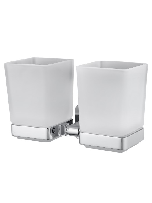 Два стакана для зубных щеток с держателем, Wonzon &amp; Woghand Still, WW-6628 цвет: хром