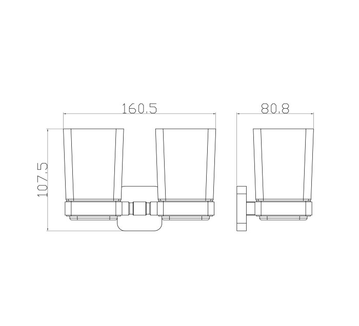Два стакана для зубных щеток с держателем, Wonzon & Woghand Still, WW-6628 цвет: хром