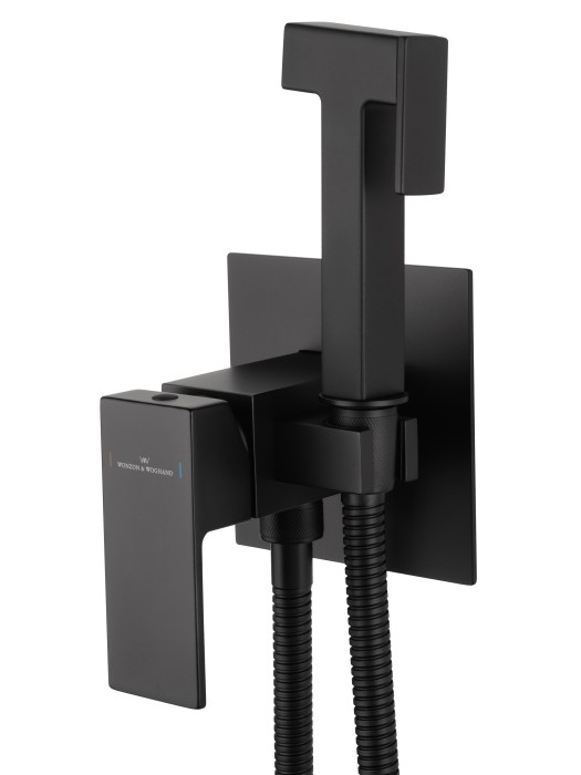 Смеситель с гигиеническим душем встраиваемый, Wonzon & Woghand Cube, WW-88829016-MB цвет: черный