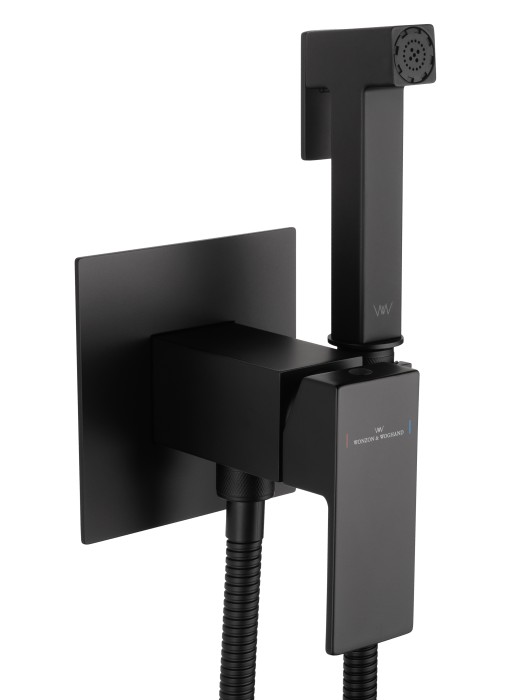 Смеситель с гигиеническим душем встраиваемый, Wonzon & Woghand Cube, WW-88829016-MB цвет: черный