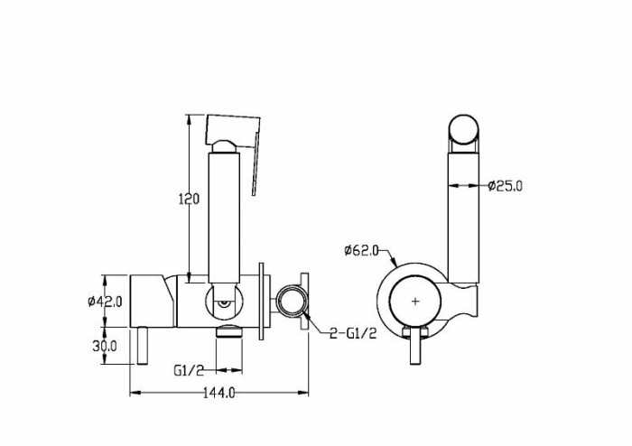 Гигиенический душ со смесителем, хром, Uno Boheme 467-CR