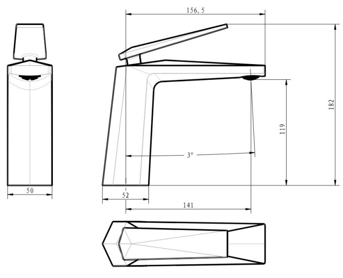 Смеситель для раковины, хром, Venturo Boheme 371