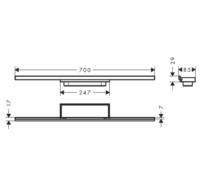 Внешняя часть трапа для душа Minimalistic, 70 см, с регулировкой по высоте RainDrain Hansgrohe, хром арт. 56219000
