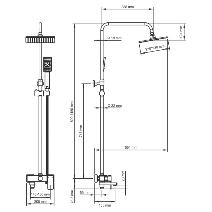Душевая система со смесителем WasserKRAFT арт. A17701