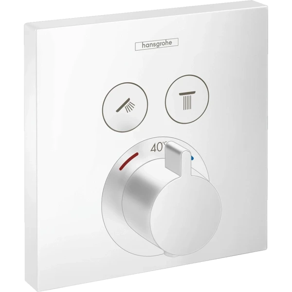 Термостат для душа скрытого монтажа на 2 потребителя, Hansgrohe ShowerSelect, белый арт. 15763700
