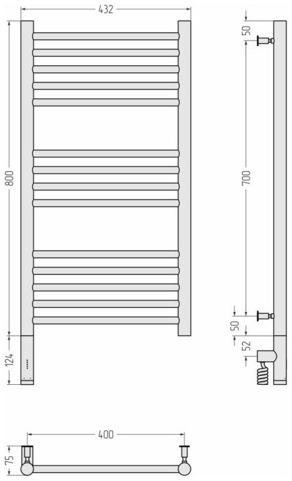 Сунержа Электрический полотенцесушитель 800x400, Богема 3.0, 032-5804-8040 цвет: матовое золото
