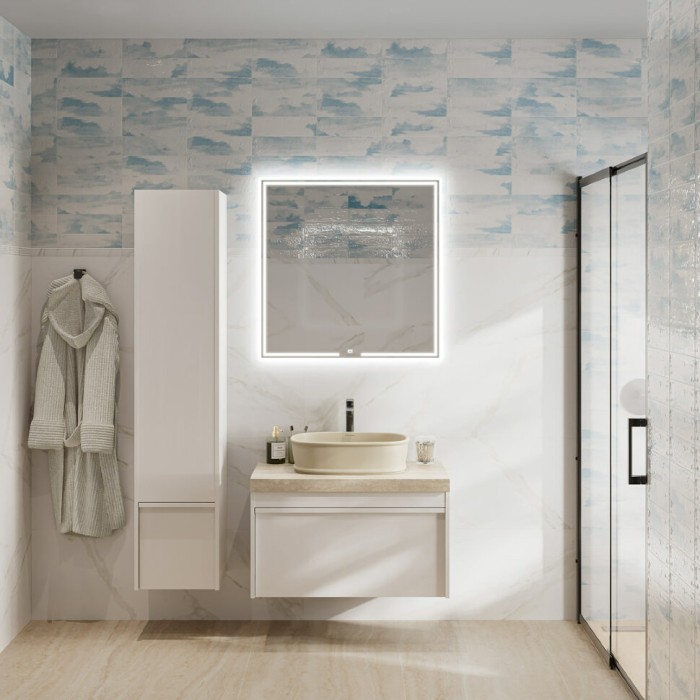 Пенал подвесной 165см с дверцей и ящиком, Modula Kerama Marazzi, белый - MO.165\WHT