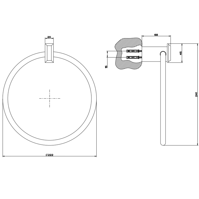 Полотенцедержатель "кольцо" 22см., подвесной, Gessi Eleganza, хром арт. 46509#031