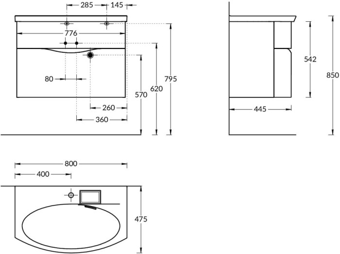Тумба 80 см, Riva Kerama Marazzi, белый - RV.80\WHT.M