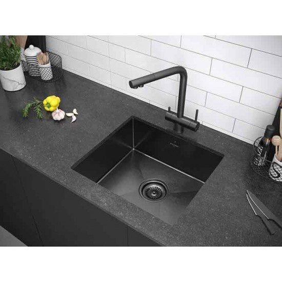 Мойка для кухни нержавеющая 440х440мм Paulmark LASSAN, вороненая сталь - PM304444-GM