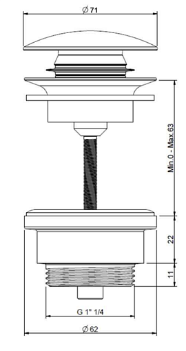 Донный клапан универсальный 1”1/4 голубой глянцевый, GSG Ceramic Design, PILTONUNIAR022