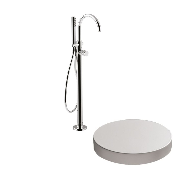 Напольный смеситель для ванны отдельностоящий, излив, ручной душ, Giulini My ring, белый матовый арт. MR0092BO