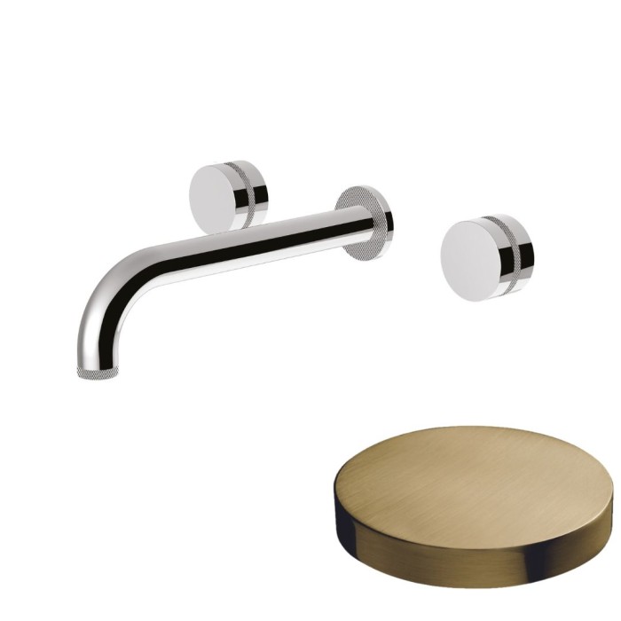 Встраиваемый смеситель на раковину, двухрычажный, излив 20 см, Giulini My ring deluxe, золото брашированное арт. MR0123DLOSP