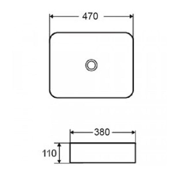 Раковина 470х380х110 накладная, белая, Azario - AZ-2178-S