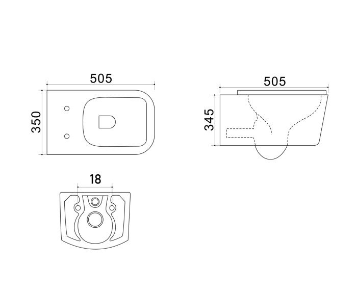 Подвесной унитаз 505х350х345 безободковый, с ультратонким сиденьем микролифт, Azario Nova арт. AZ2216