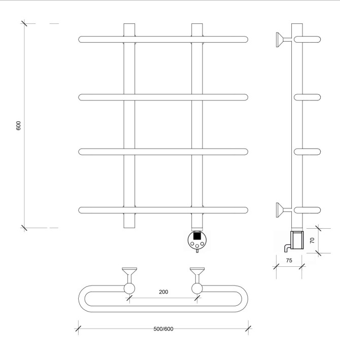 Полотенцесушитель электрический 60x20x50 Венеция 1 Secado арт. 4673739233511