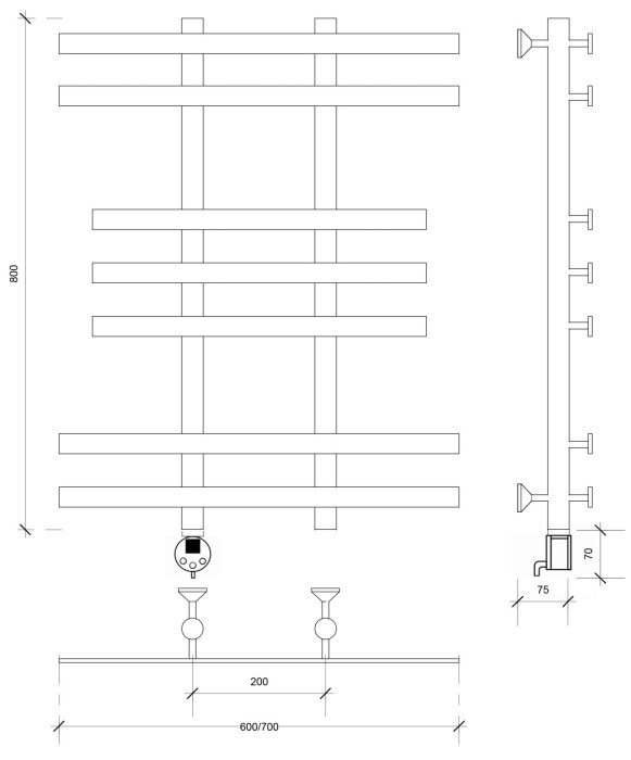 Полотенцесушитель электрический 80x20x60 Понтида 2 Secado арт. 4673739240090