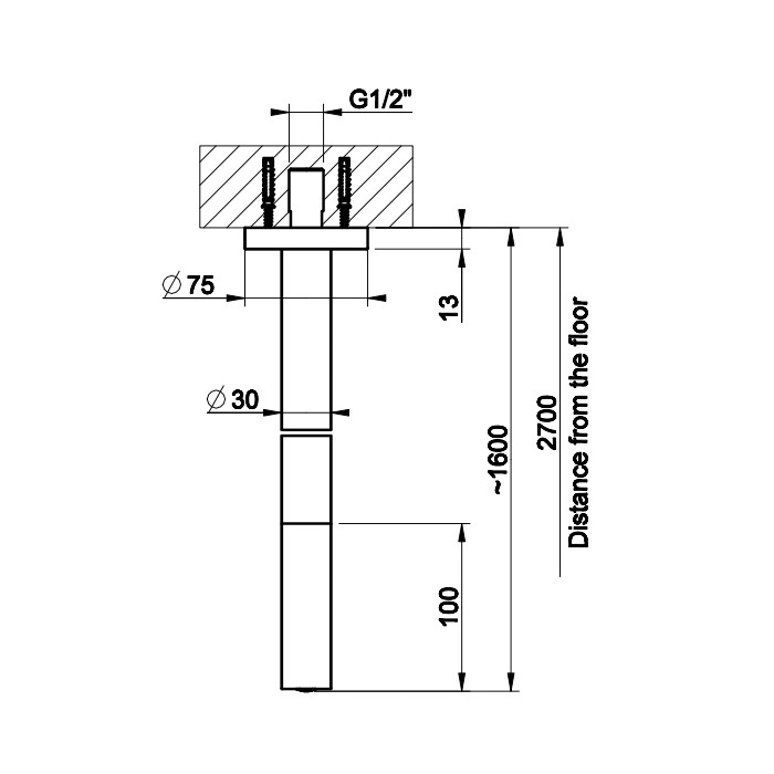 Потолочный излив, Gessi Ingranaggio, хром арт. 63399#031