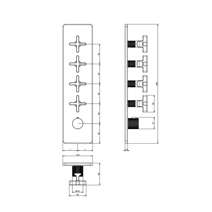 Смеситель для душа, встраиваемый, термостатический, резьба 3/4", Gessi Inciso, black xl арт. 58228#299