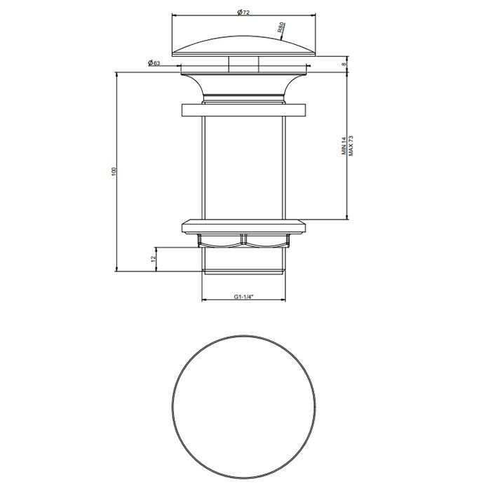 Донный клапан свободного слива 1”1/4, без перелива, Gessi, 01391#031 цвет: хром