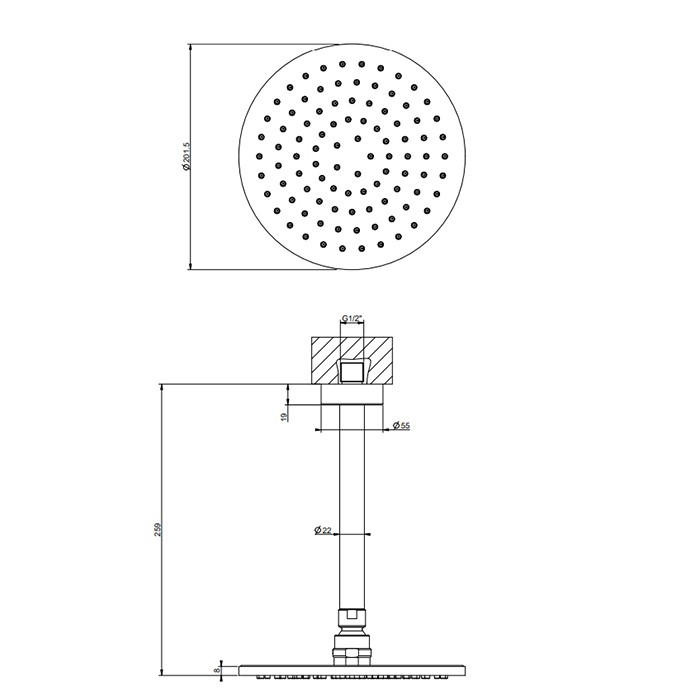 Верхний душ, потолочная, поворотная с шарниром, с защитой от известкового налёта, Gessi Emporio shower, хром арт. 47288#031