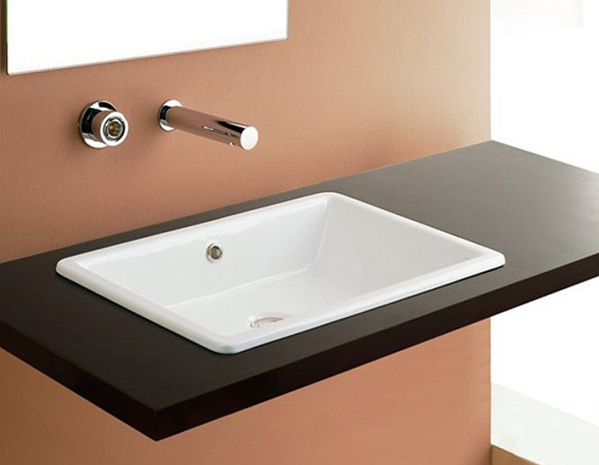 Раковина встраиваемая сверху с переливом без отверстий, цвет белый, Scarabeo Gaia - 8032