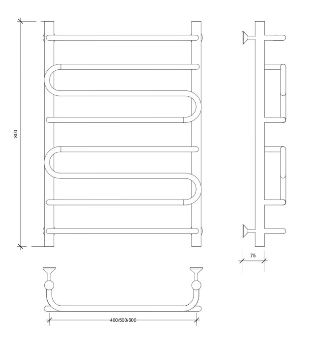 Полотенцесушитель водяной 80x50 Валенсия 2 (хром) Secado арт. 4603759402567