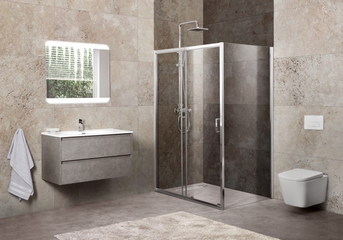 Душевой уголок 120x190 BelBagno, глянцевый хром, Unique арт. UNIQUE-AH-1-120/135-90-C-Cr