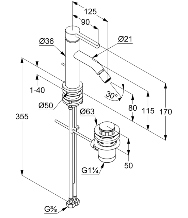 Смеситель для биде Kludi Nova Fonte Pura черный матовый арт. 202163915
