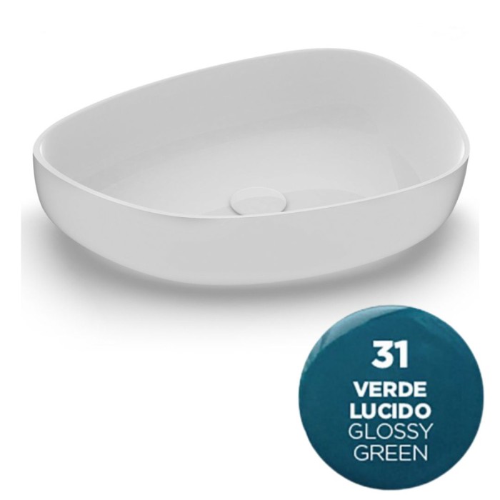 Накладная раковина, 55x42xh14 см, Olympia ceramica Metamorfosi, зеленый глянцевый арт. MET4255031