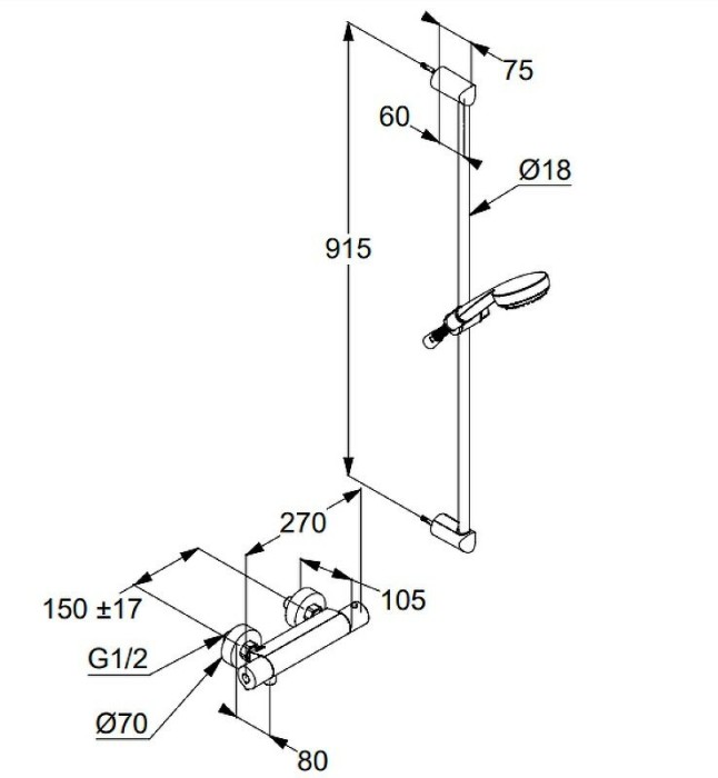 Душевой гарнитур, logo Kludi, хром - 6857805-00