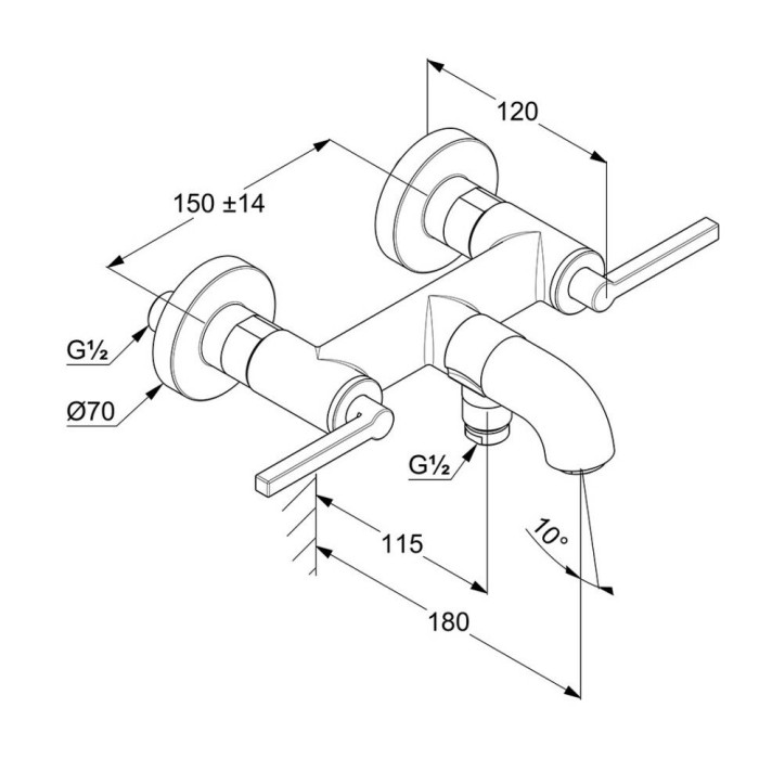 Смеситель для ванны и душа, матовый, nova fonte Kludi, черный матовый - 205403915