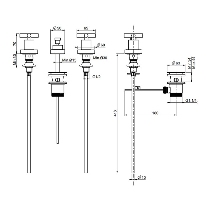 Fima Carlo Frattini Cмеситель для биде на 3 отв., Maxima, F5322NS цвет: черный