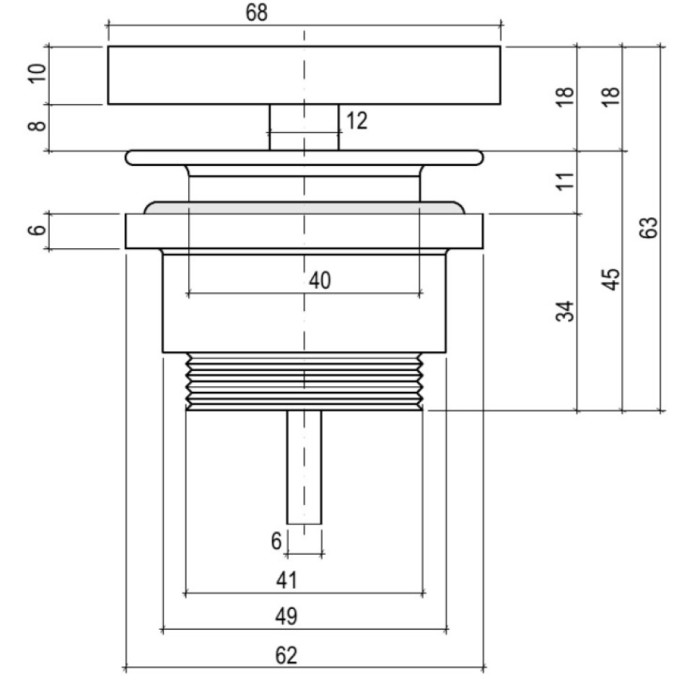 Донный клапан для раковины фиксированный, глянцевая, Salini арт. 16721WG