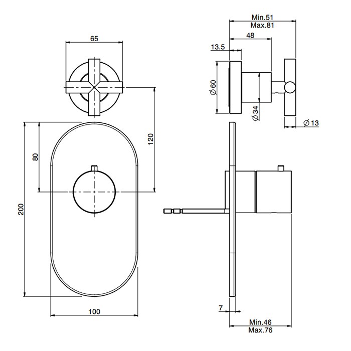 Fima Carlo Frattini Смеситель для душа встроенный, термостатический, 1 запорный вентиль, Fimatherm, F5333X1NS F2461 цвет: черный