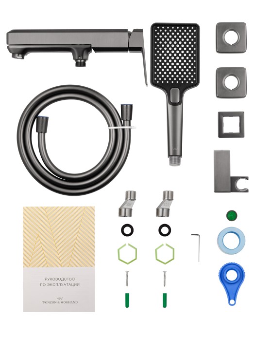 Смеситель для ванны с душем, Wonzon & Woghand Diamond, WW-88639011-BGM цвет: графит