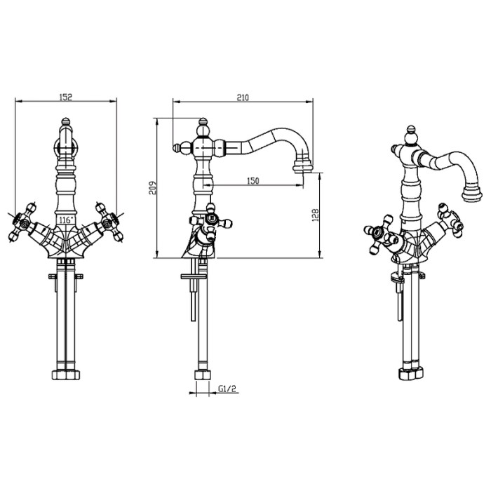 Смеситель для раковины, бронза, Сamelia Boheme 312-Camelia