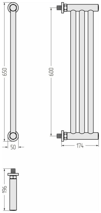 Сунержа Водяной полотенцесушитель 600x195, Хорда ПП, 03-4124-0600 цвет: золото