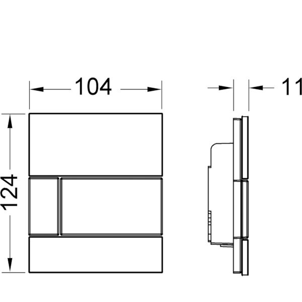 Панель смыва, стекло зеленое, клавиша белая, square urinal TECE арт. 9242803