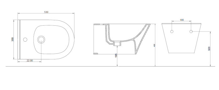 Биде подвесное, Avva Boheme 974-MW, белое