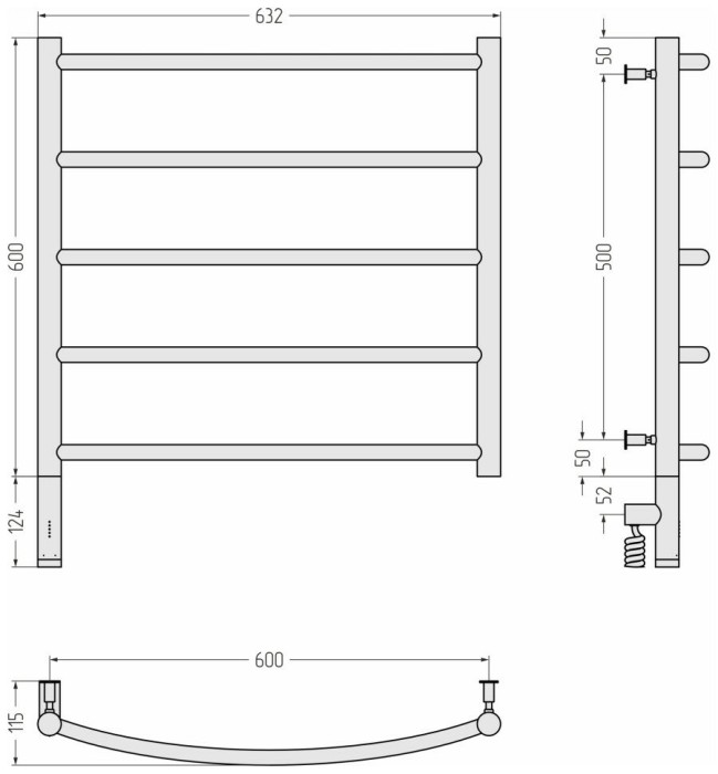 Сунержа Электрический полотенцесушитель 1200x600, Галант 3.0, 12-5800-6060 цвет: белый