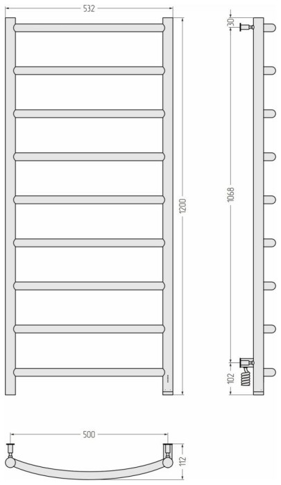 Сунержа Электрический полотенцесушитель 1000x500, Галант 4.0, 30-0831-1250 цвет: матовый белый