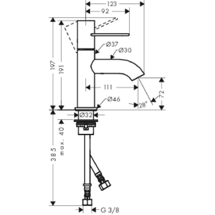 Смеситель для раковины Uno Axor, шлифованный черный хром арт. 38021340
