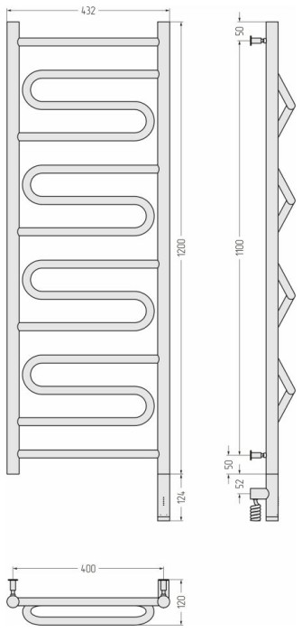 Сунержа Электрический полотенцесушитель 500x500, Элегия 3.0, 30-5819-1240 цвет: матовый белый
